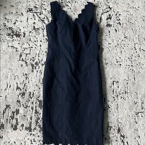 Banana Republic Navy Scalloped Midi Dress